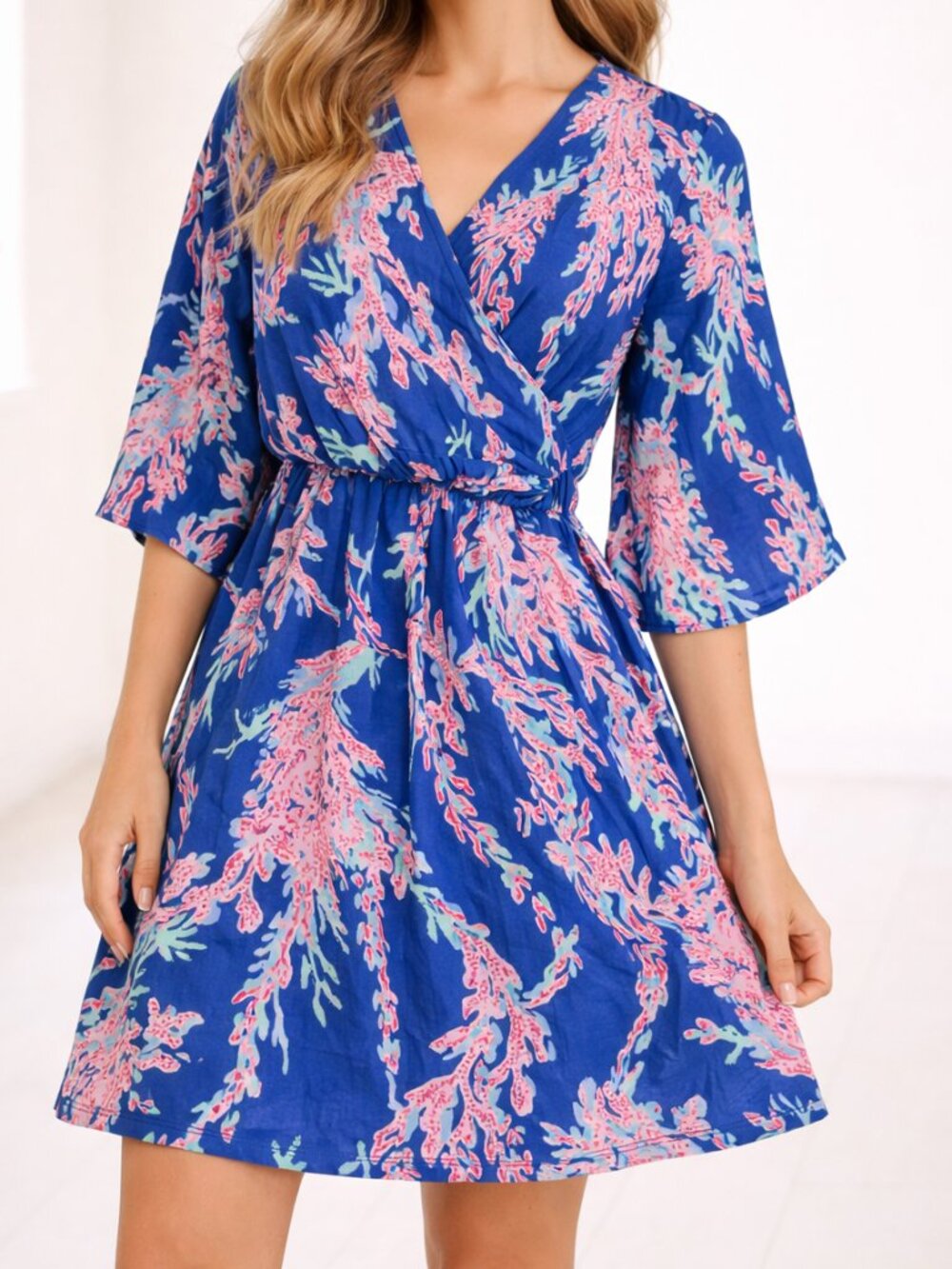 Lilly Pulitzer Coral Reef Print Skort Romper Dress Blue Pink Size S Built-In Sho - Picture 2 of 11